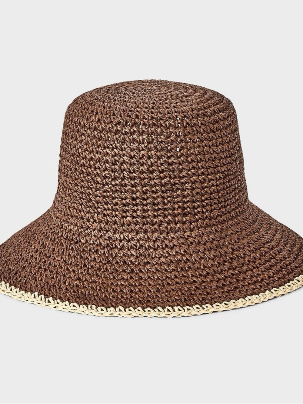 Straw Crochet Bucket Hat - Universal Thread- Dark Brown L/XL
